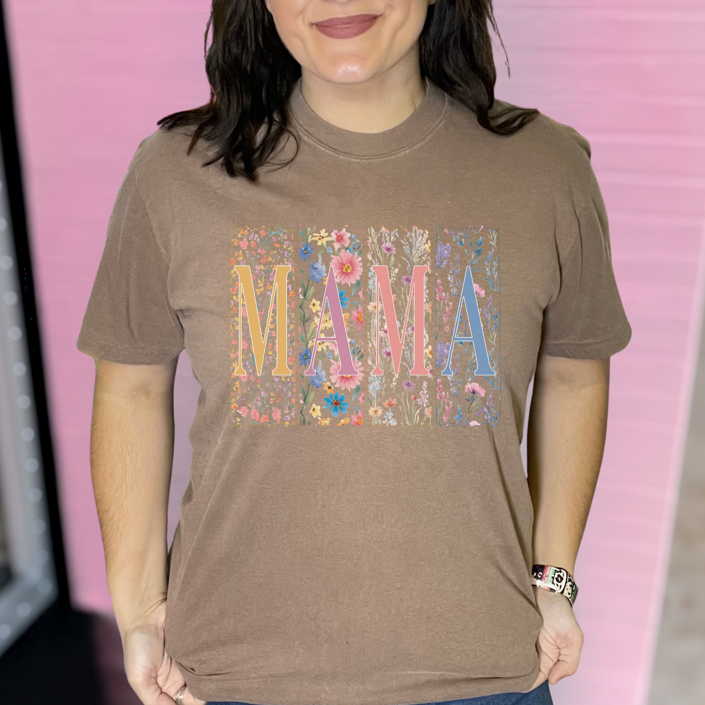 Brown Wildflower Mama Graphic Tee