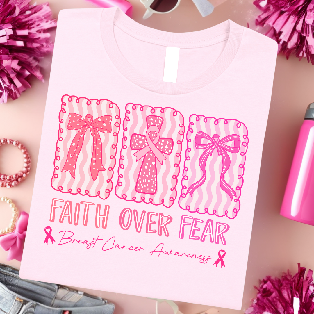 Faith Over Fear Breast Cancer Graphic Tee