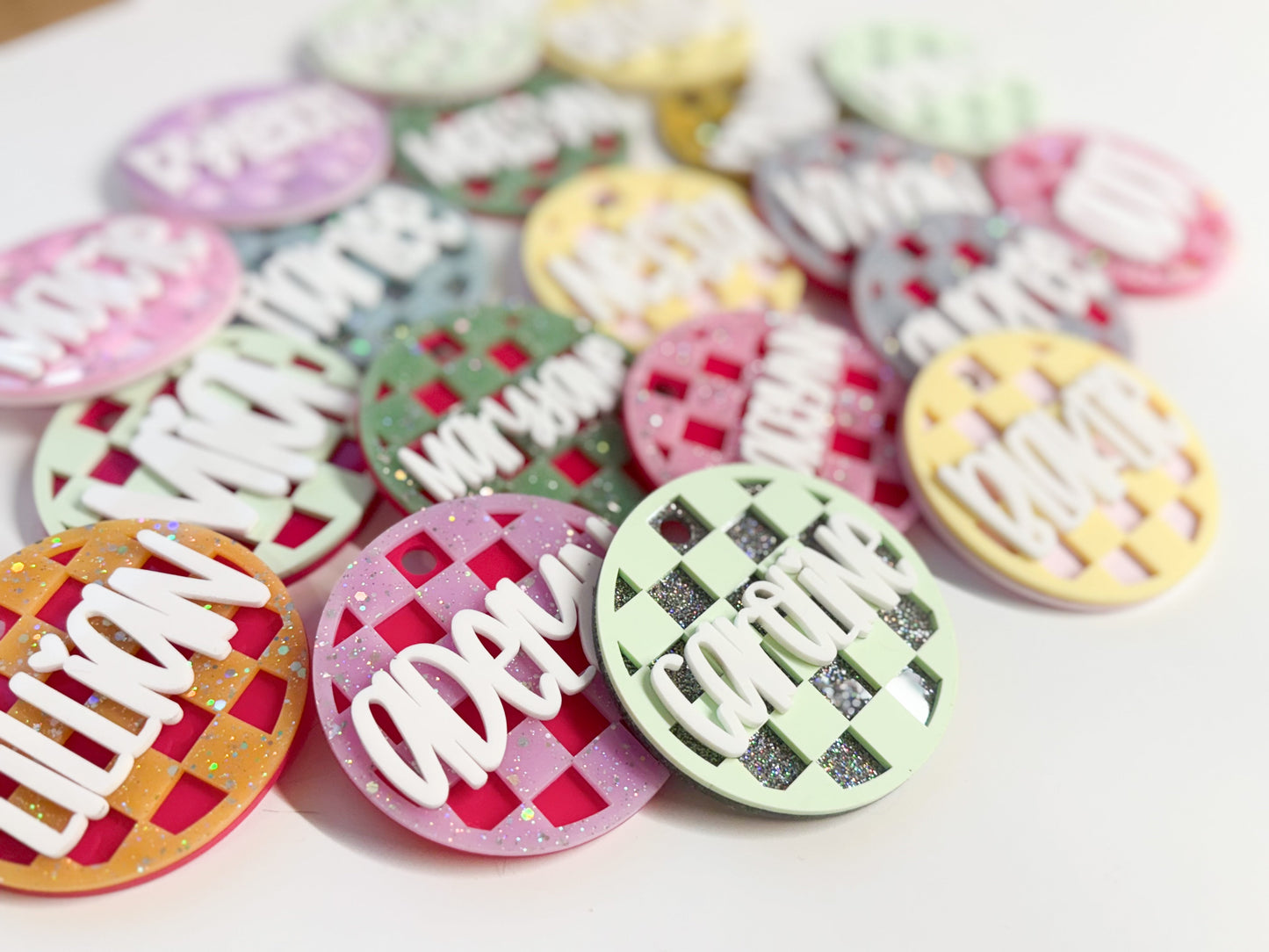 MYSTERY Layered Checkered Bag Tag