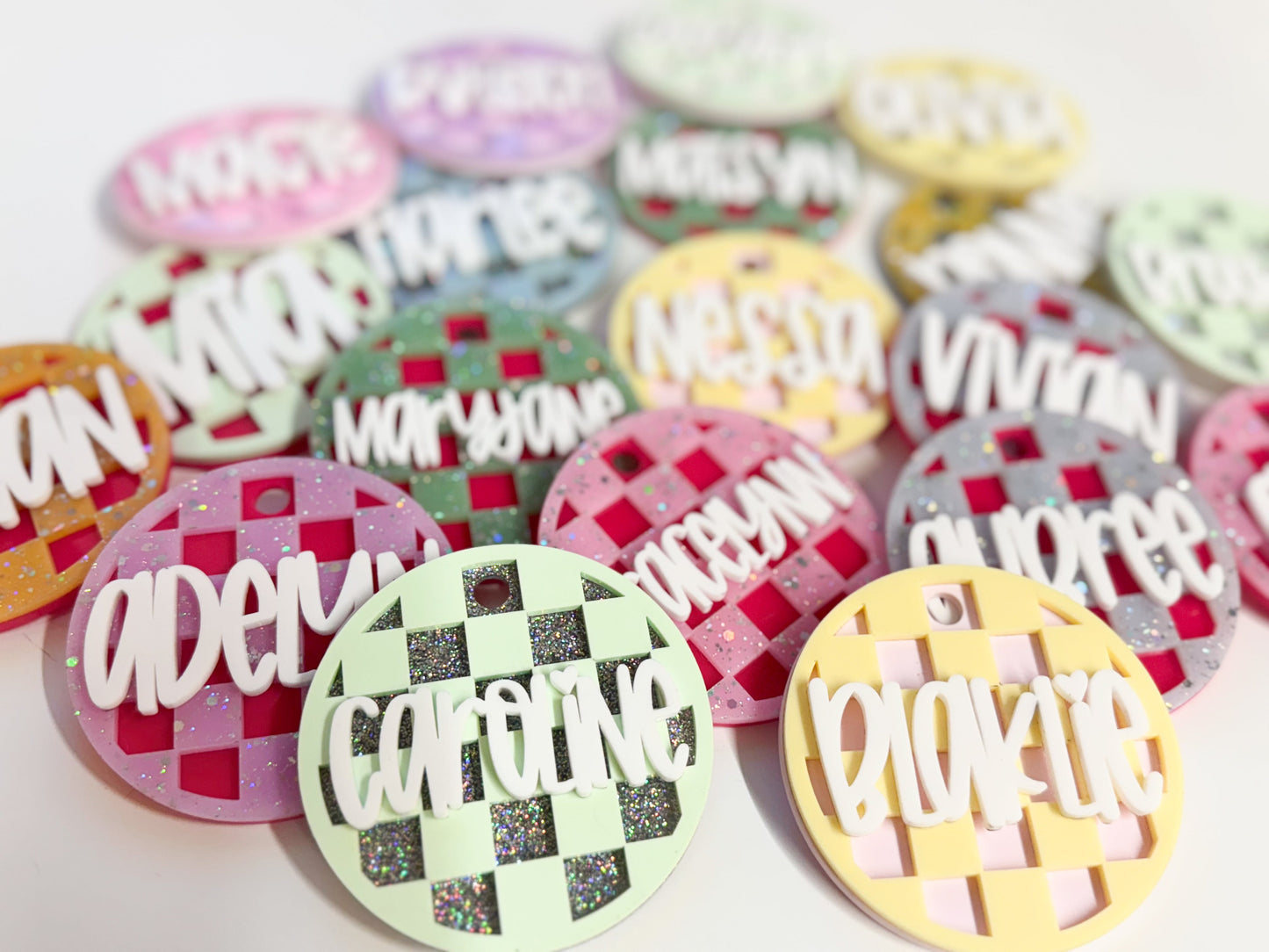 MYSTERY Layered Checkered Bag Tag