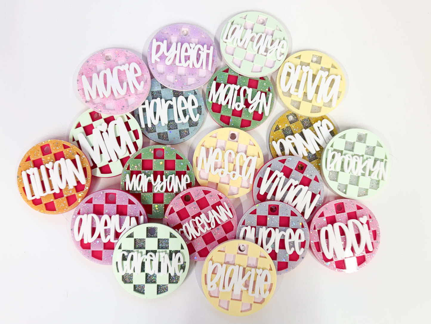 MYSTERY Layered Checkered Bag Tag