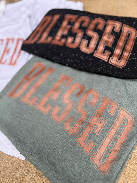 Blessed Metallic Varsity Graphic Tee - RTS