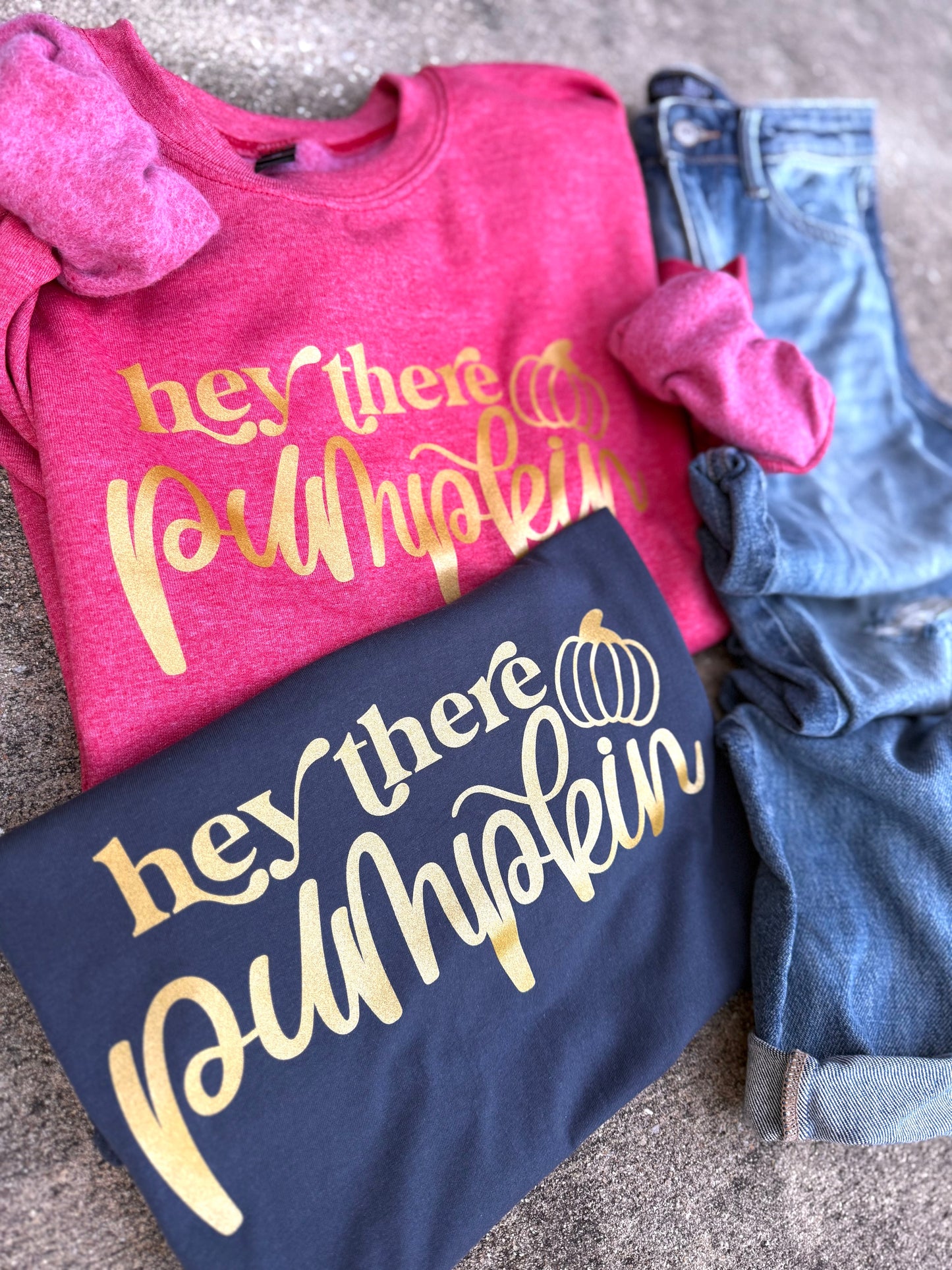 Hey There Pumpkin Metallic Tee OR Sweatshirt - RTS