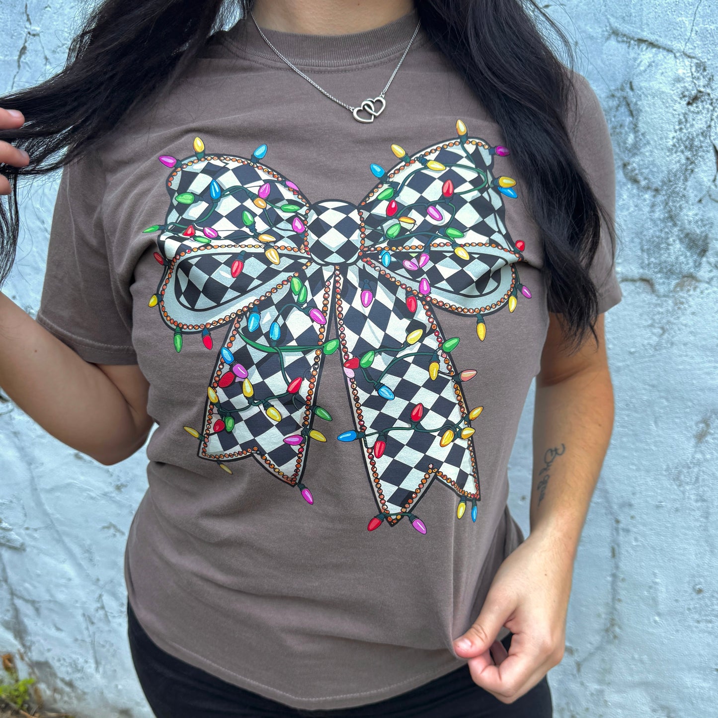 Christmas Lights Bow  Graphic Tee