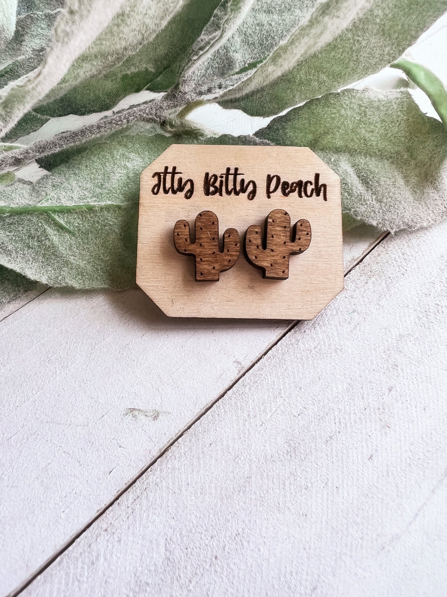 Stained cactus stud earrings