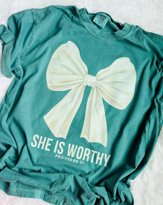 She Is Worthy Graphic Tee - RTS