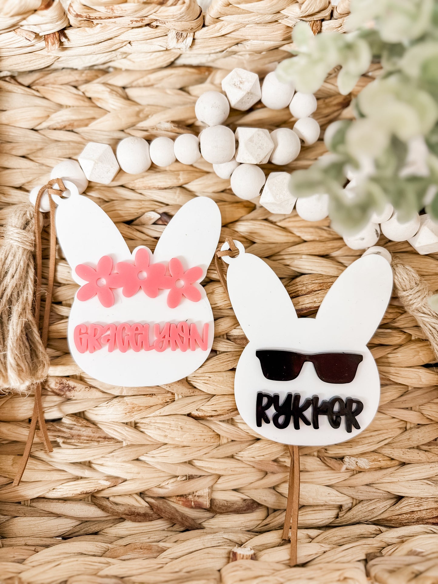 White Acrylic Bunny Tag
