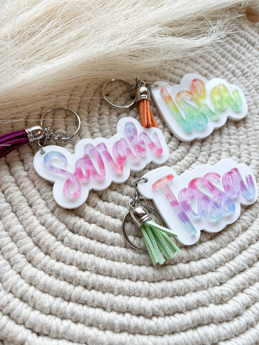 Rainbow Cheetah Keychain