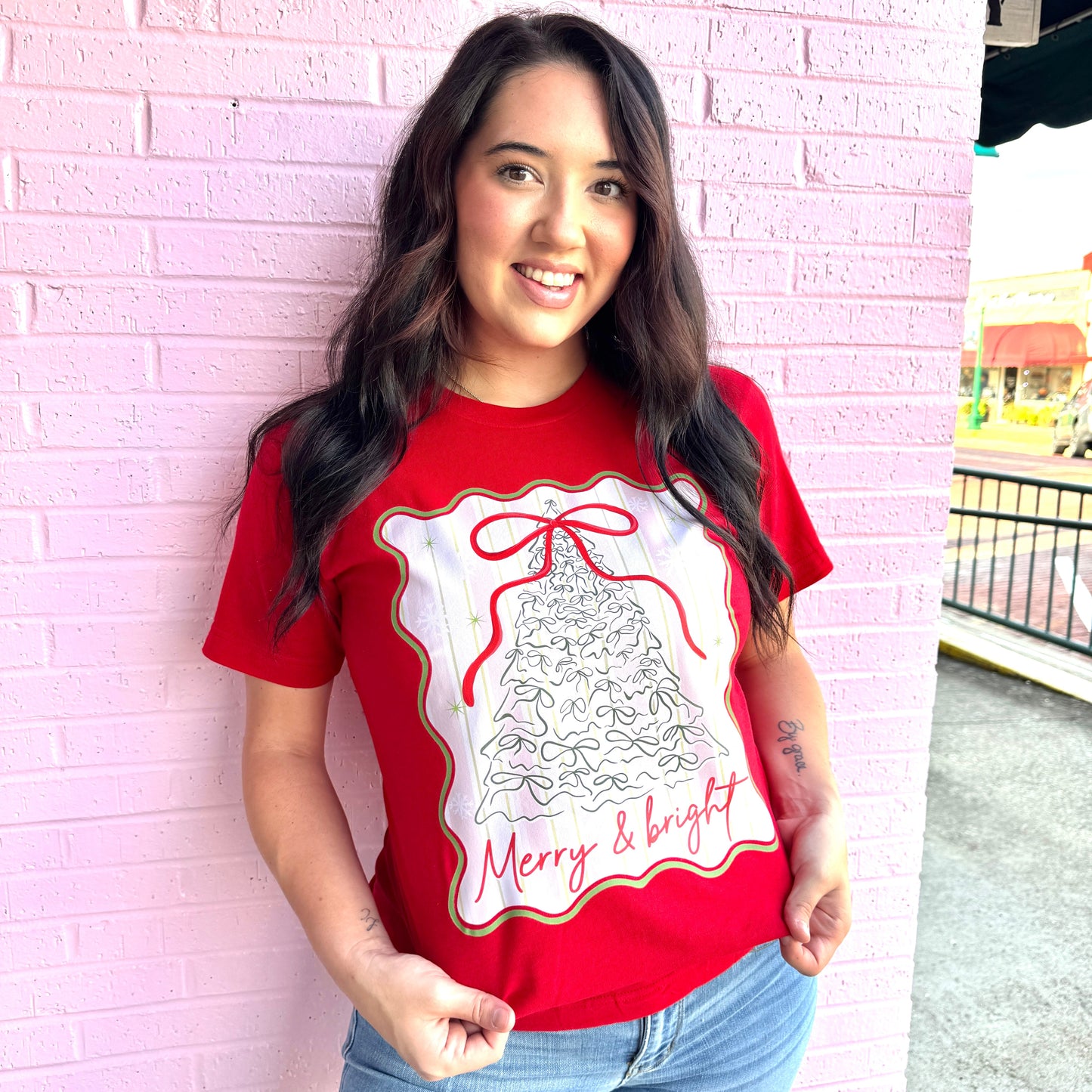 Merry & Bright Tree Graphic Tee