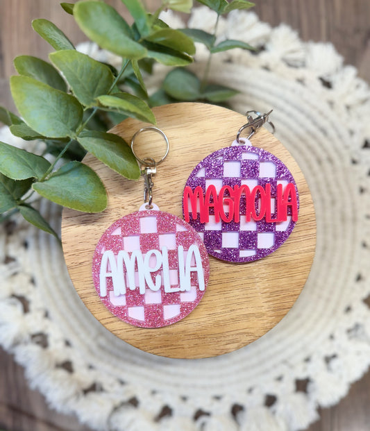 MYSTERY Layered Checkered Bag Tag