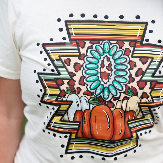 FestiviTees Women - Apparel - Shirts - T-Shirts Western Pumpkin Aztec Soft Graphic Tee Soft Graphic Tee
