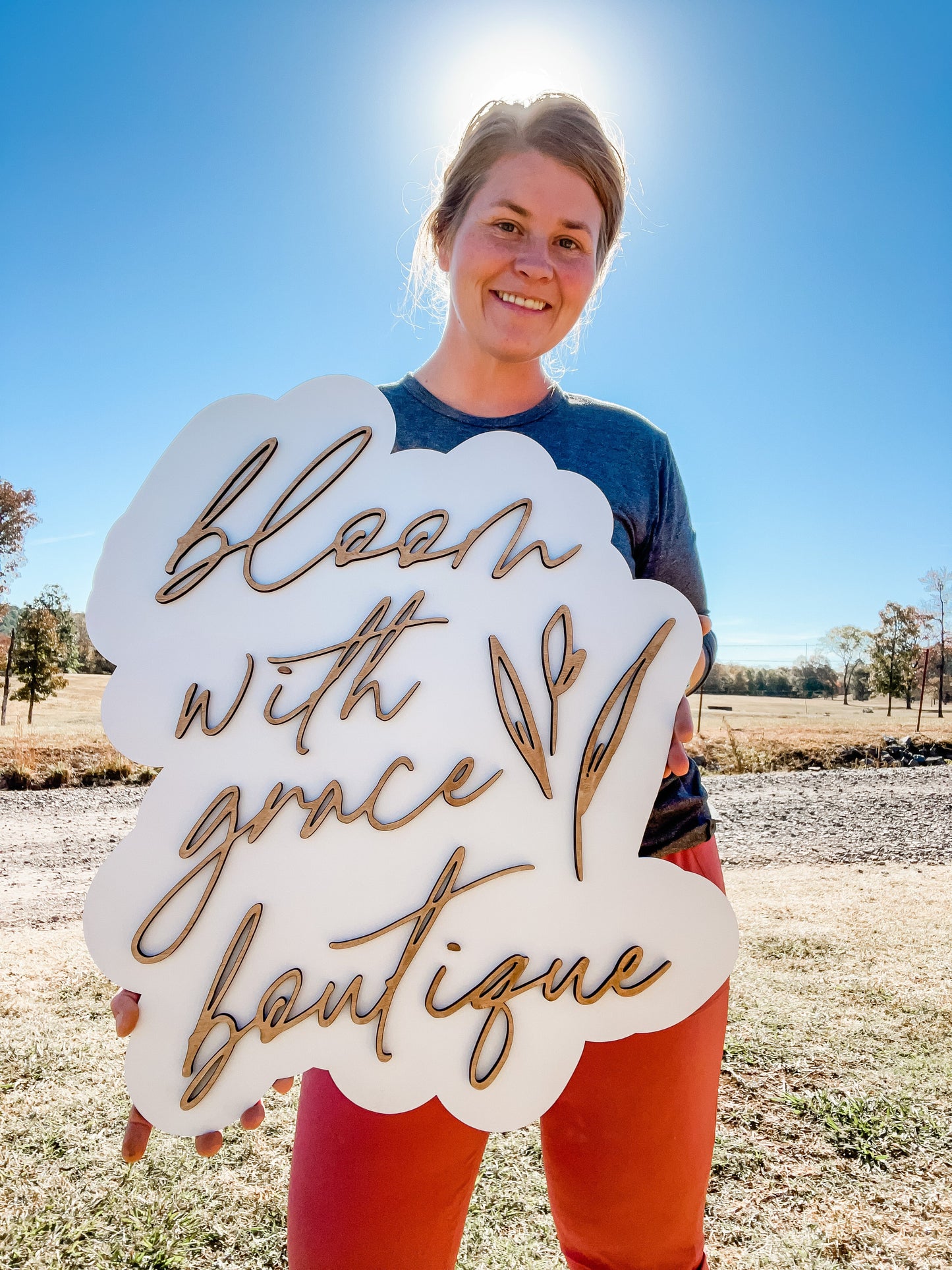 White Backer With Stained Letter Business Sign