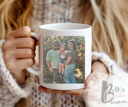 Personalized Photo Mug with Text 15oz