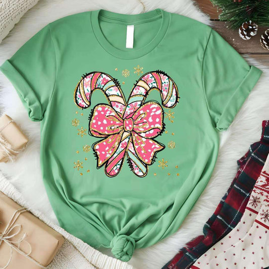 Candy Cane Bow Graphic Tee