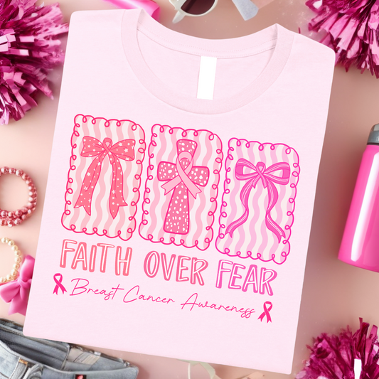 Faith Over Fear Breast Cancer Graphic Tee