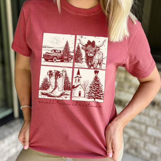 Country Small Town Christmas Tee