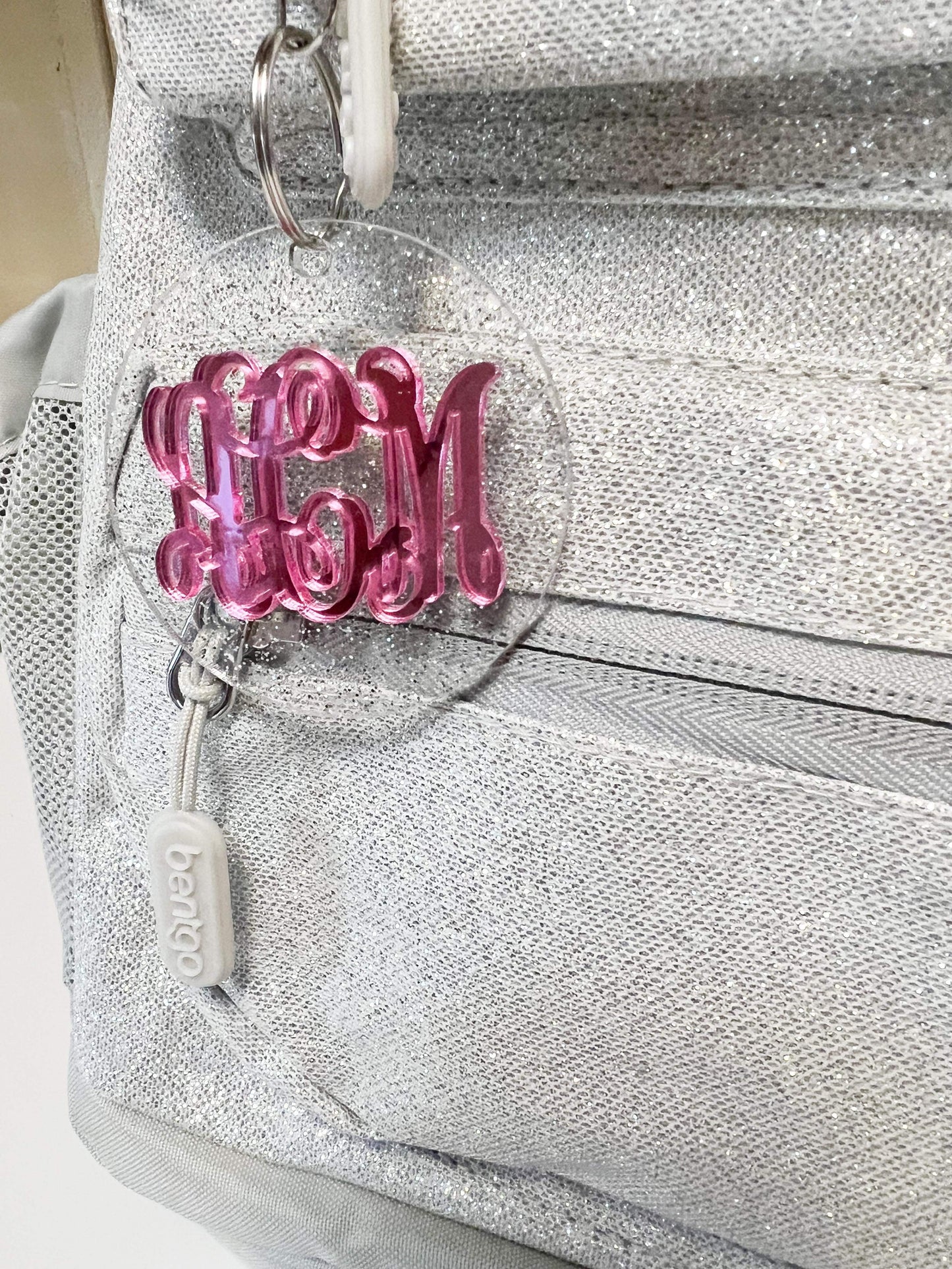 Custom Pink Monogram Bag Tag