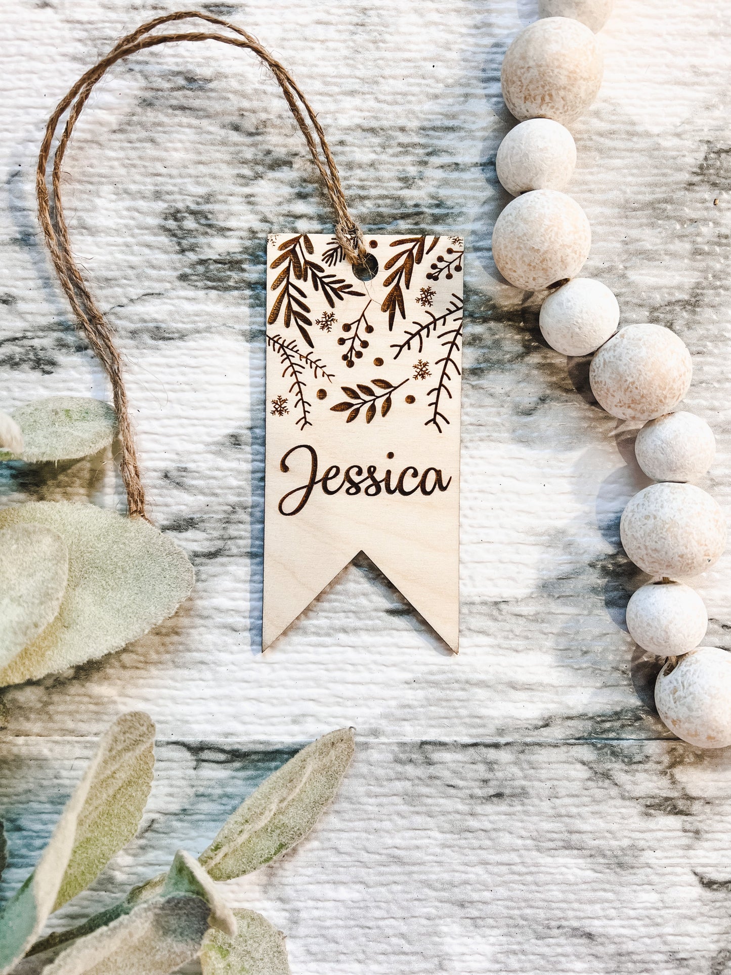 Floral Christmas Stocking Tag