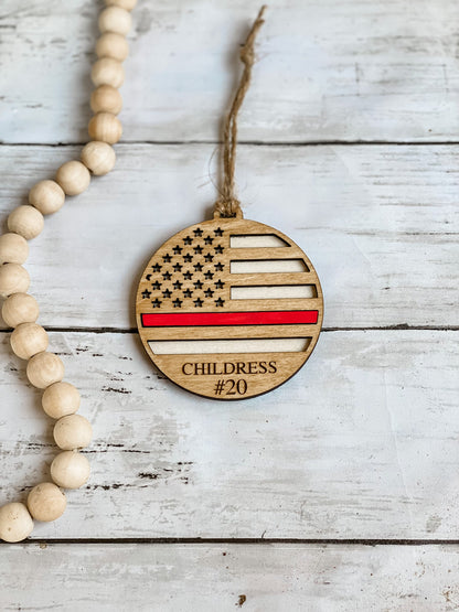 Thin blue & red  line ornament