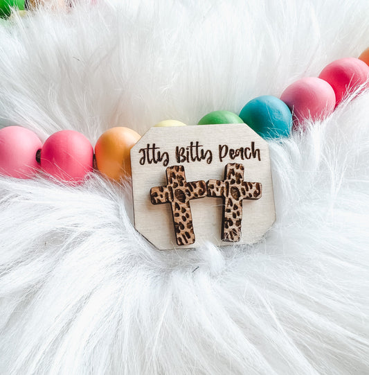 Cheetah Cross Studs