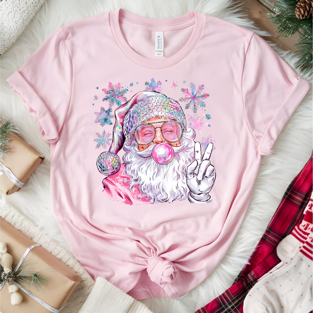 Bubblegum Peace Santa Graphic Tee