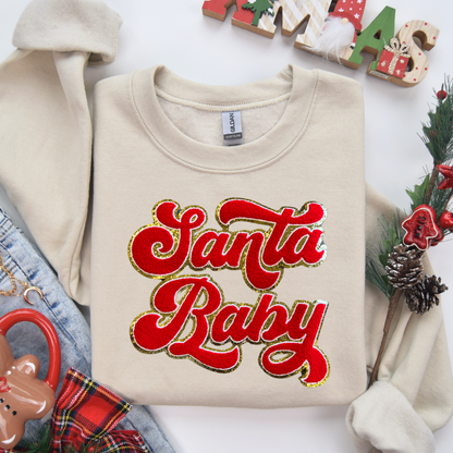 Santa Baby Chenille Patch Sweatshirt