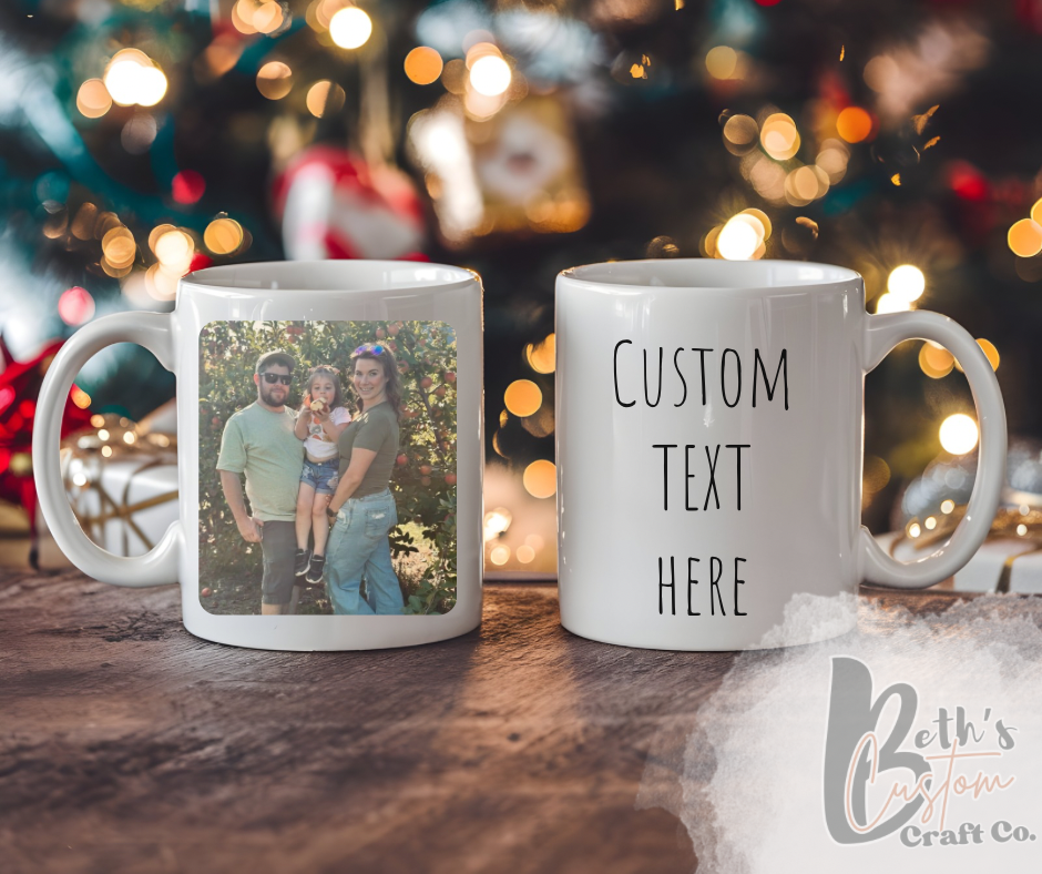 Personalized Photo Mug with Text 15oz