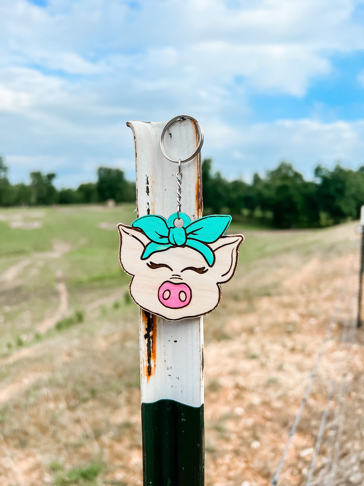 Painted Pig Bandana Keychain