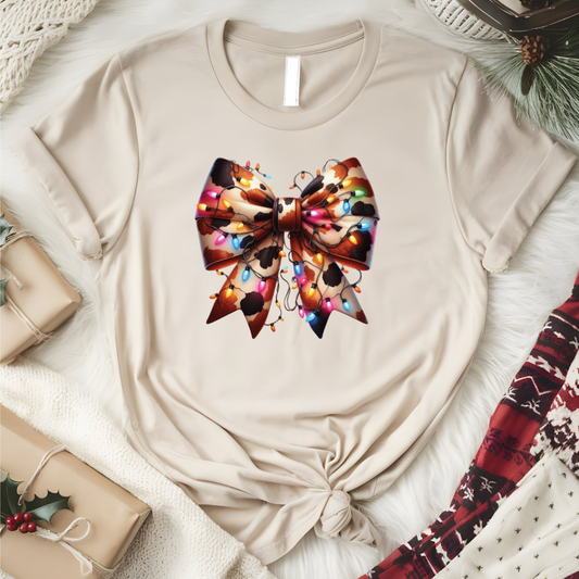 Christmas Cow Bow Graphic Tee