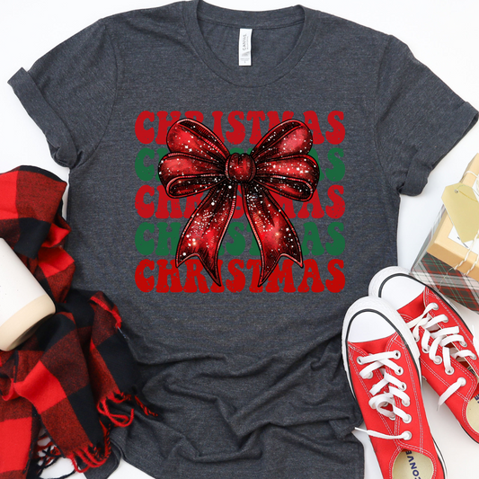 Christmas Sparkle Bow Graphic Tee