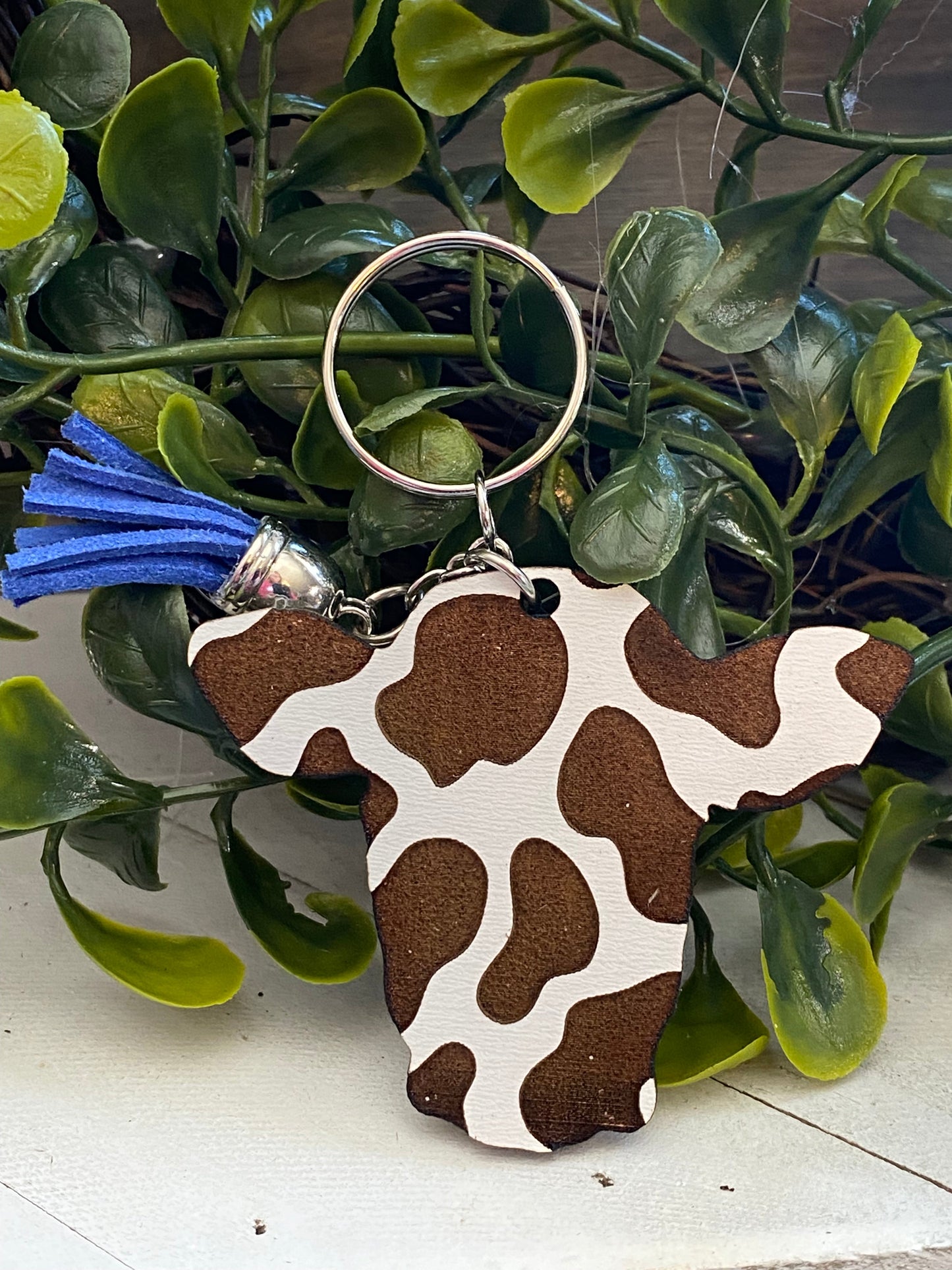 Cow print keychain