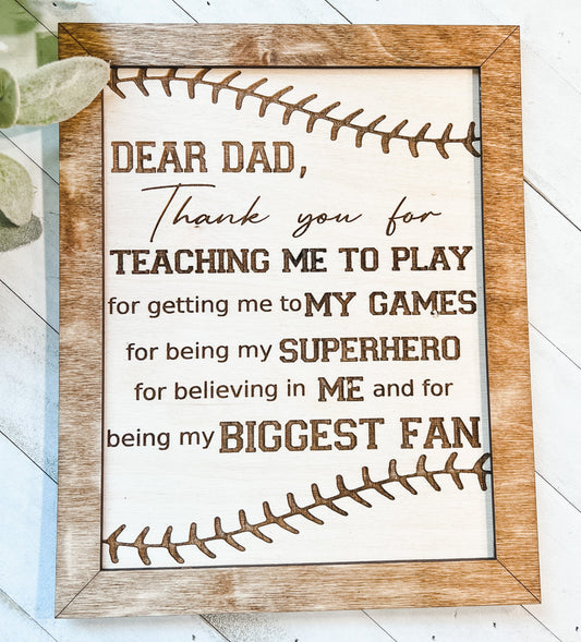 Dad Baseball Sign