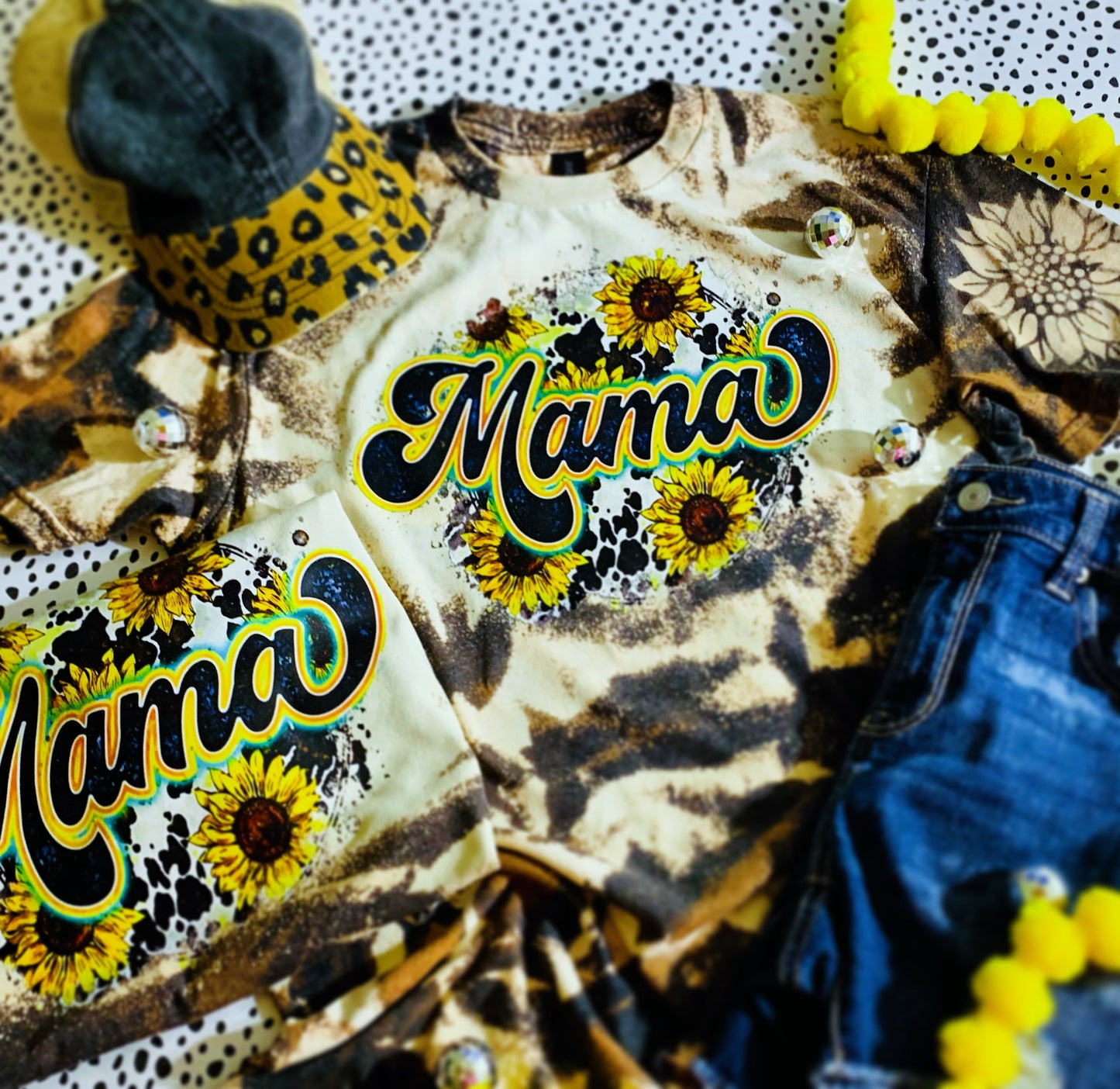 Mama custom distressed tee