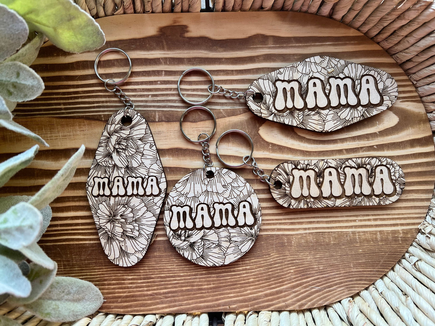 Floral Groovy Mama Keychain