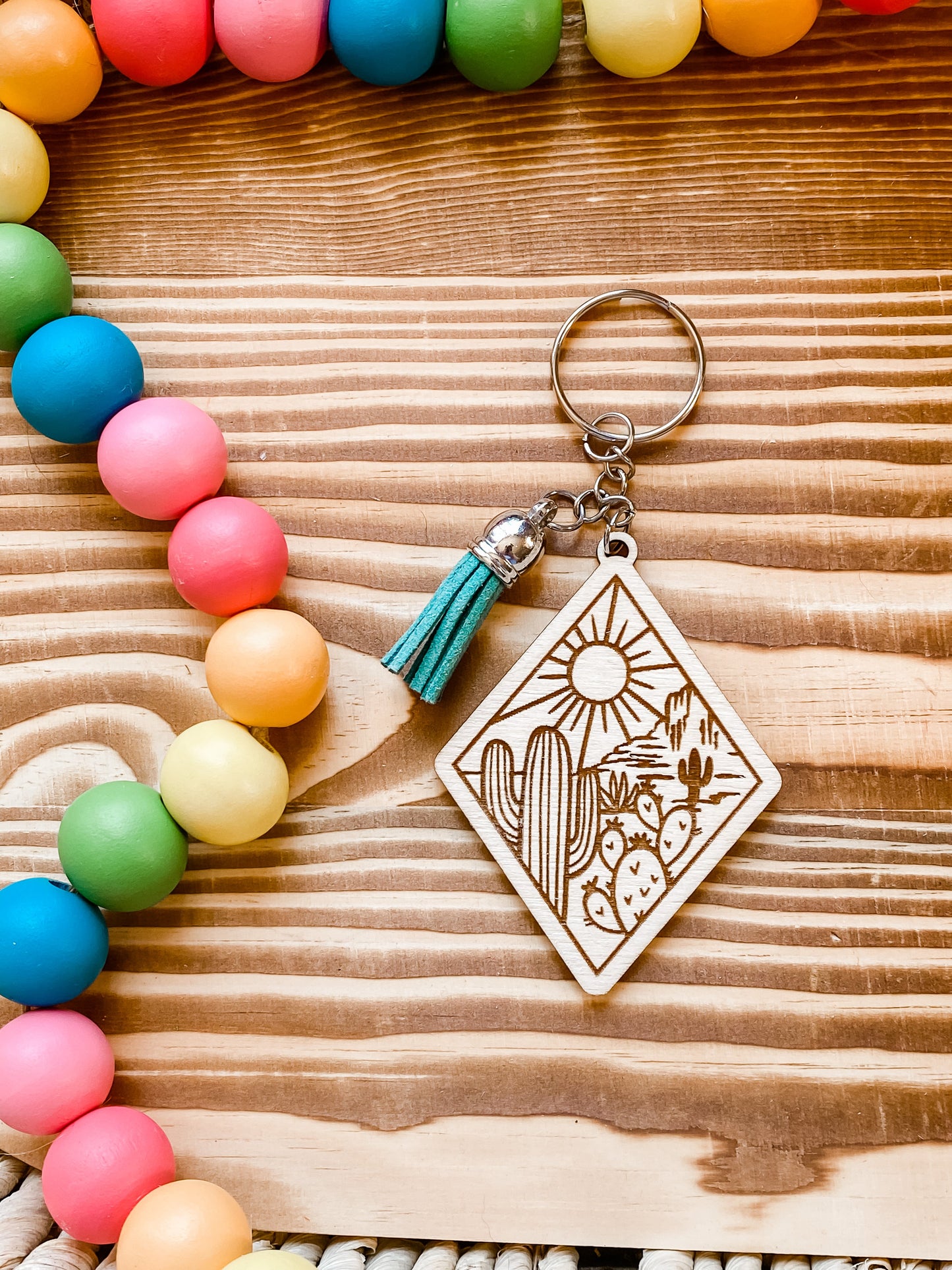 Cactus and desert keychain