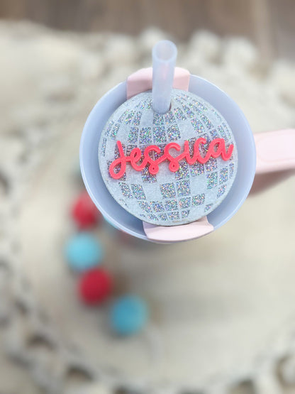 Personalized Disco Ball Cup Tag