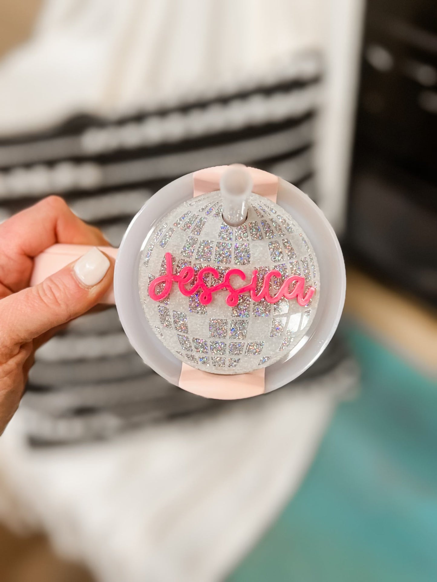 Personalized Disco Ball Cup Tag