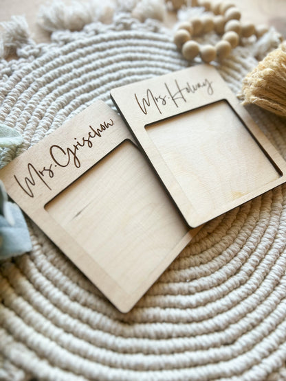 Engraved Post It Holder Natural Wood