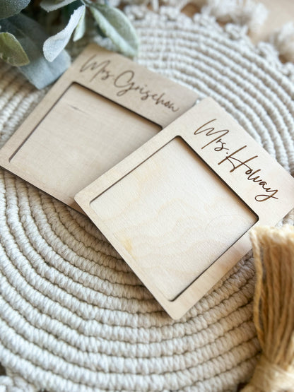 Engraved Post It Holder Natural Wood