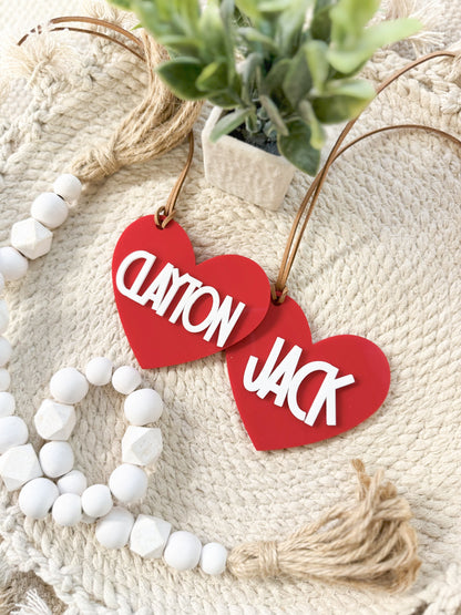 Red and White Heart Tags