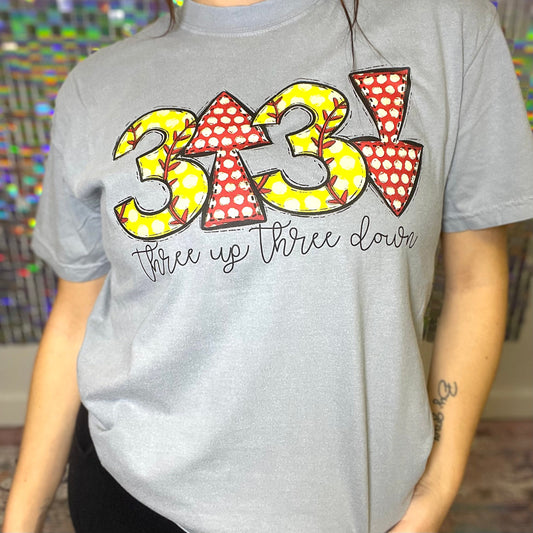 Softball 3 Up 3 Down Graphic Tee