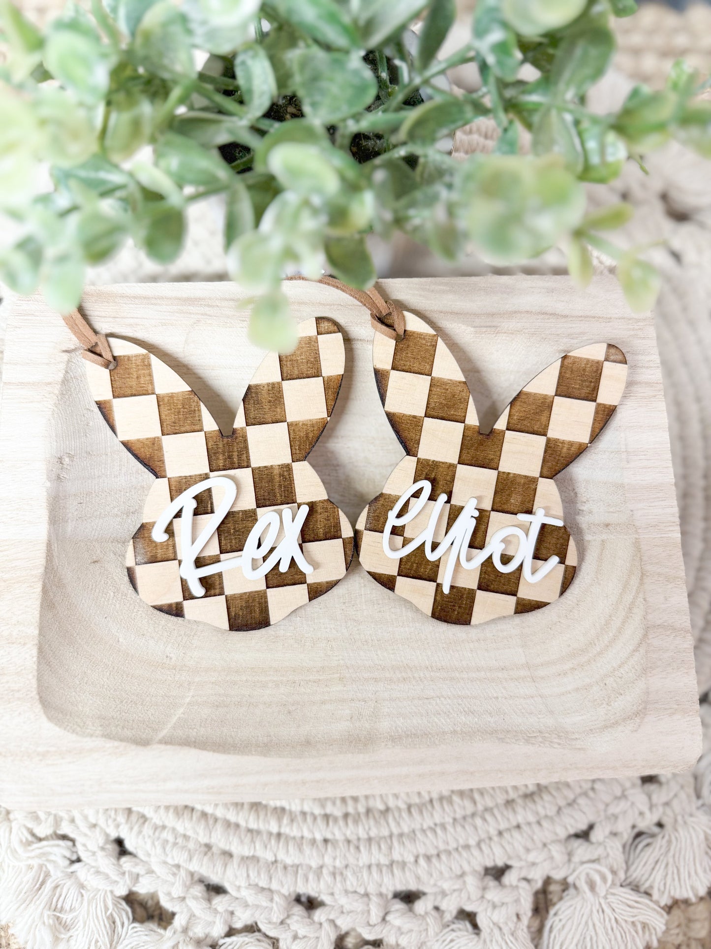 Checkered Print Bunny Tag