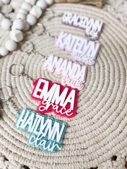 Double Layered Name Keychain