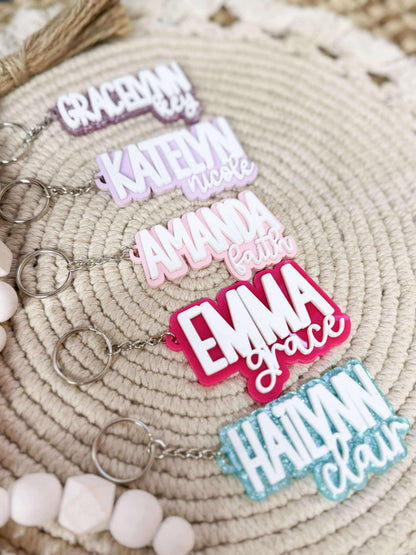 Double Layered Name Keychain