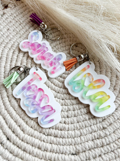 Rainbow Cheetah Keychain