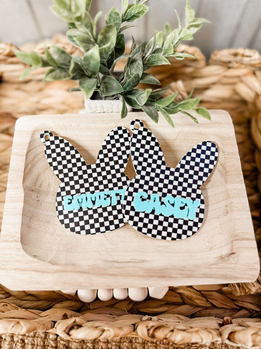 Checkered Bunny Bag Tag