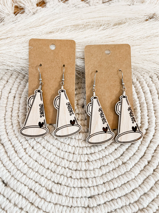 Wooden Cheer Mascot Earrings