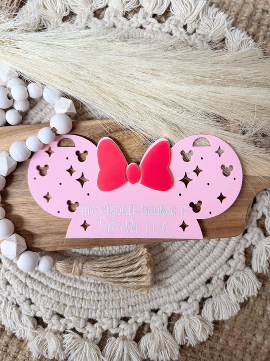 ACRYLIC MOUSEY STROLLER TAG
