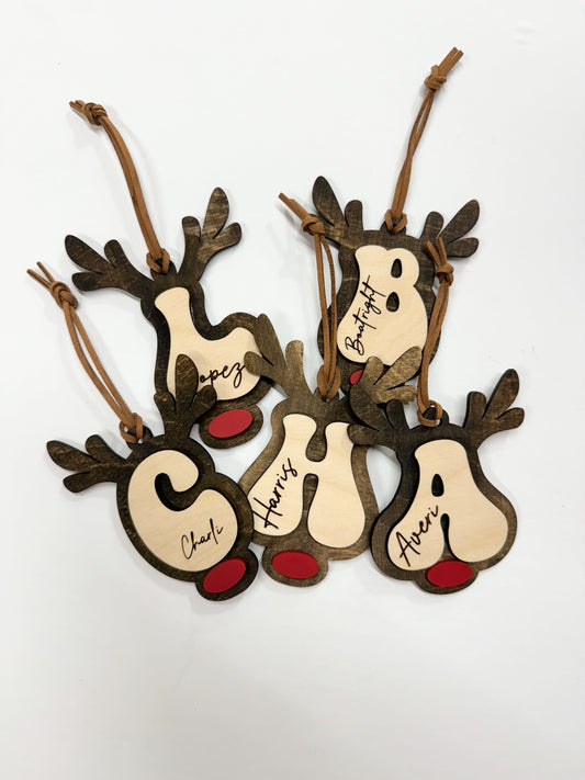 Reindeer Inital Ornament