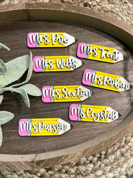 Teacher Pencil Name Magnet